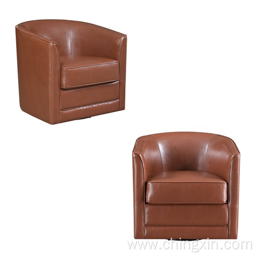 Wholesale Light Brown PU Swivel Arm Chair